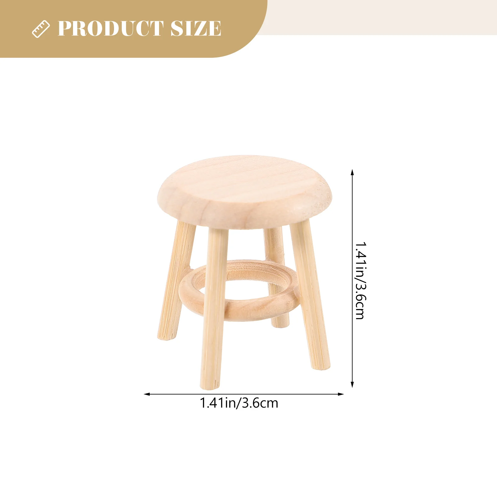 1 Mini taburete redondo de madera maciza, modelo para 1 12 muebles en miniatura para casa de muñecas, decoración para casa pequeña, mini casa pequeña con asiento de madera