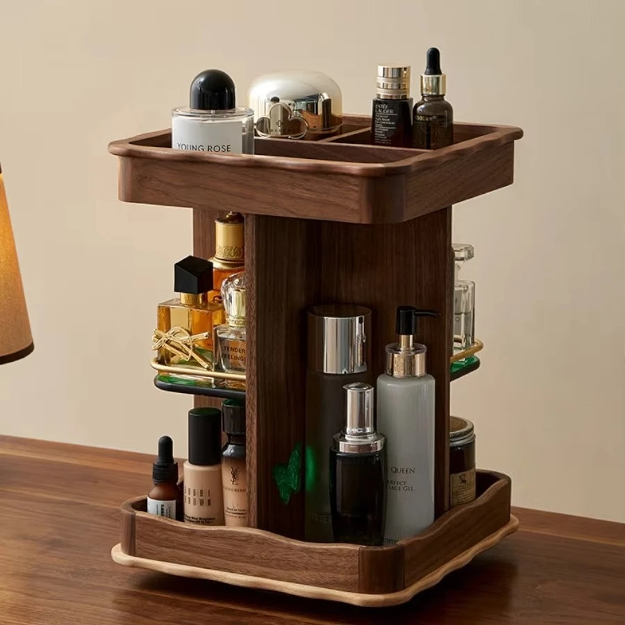 Advanced Modern Eco-Friendly Durable 3-Tier Large Capacity Wood Customizable Multifunctional Perfume Skin Care Storage Rack