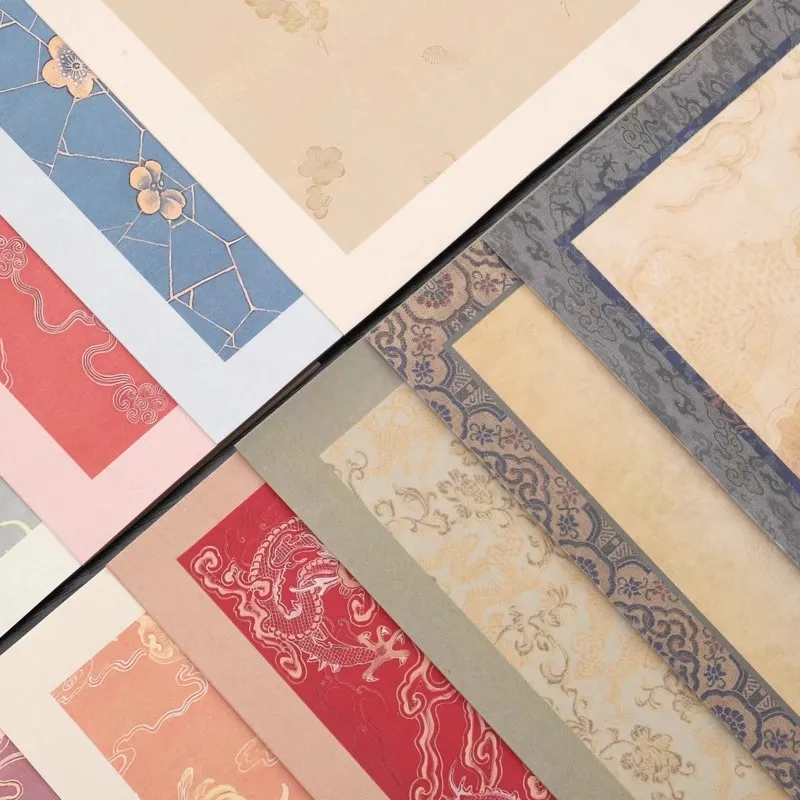 10 Sheets 34x34cm Blank Square Xuan Paper for Calligraphy - Semi-raw & Semi-ripened Wax Dyeing Art Paper Writing & Painting