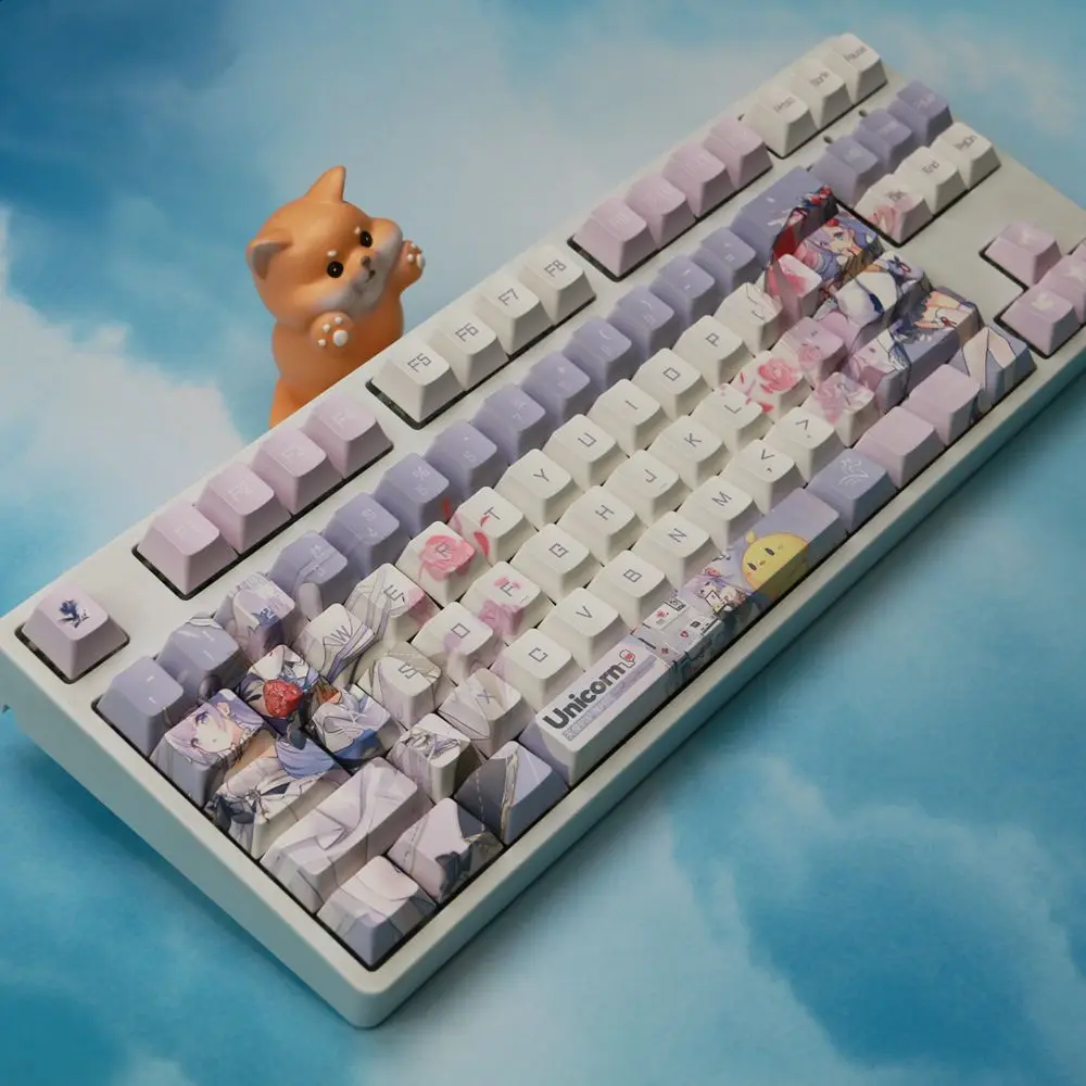 130 keys/set azur jízdní pruh HMS jednorožce PBT poškrabané anime hry krása děvče šifrovací klíč čepice třešeň výškou pro DIY mechanická keyboards