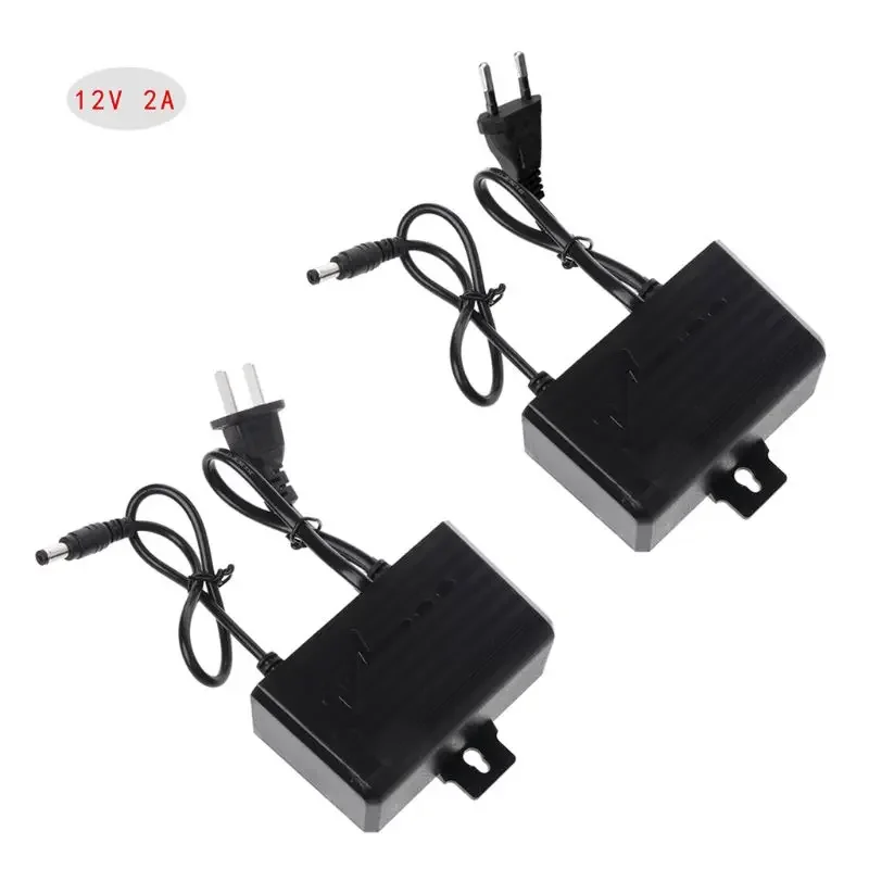 Power Supply AC DC Charger Adapter 12V 2A EU US Plug Outdoor Waterproof for Monitor CCTV CCD Security Camera