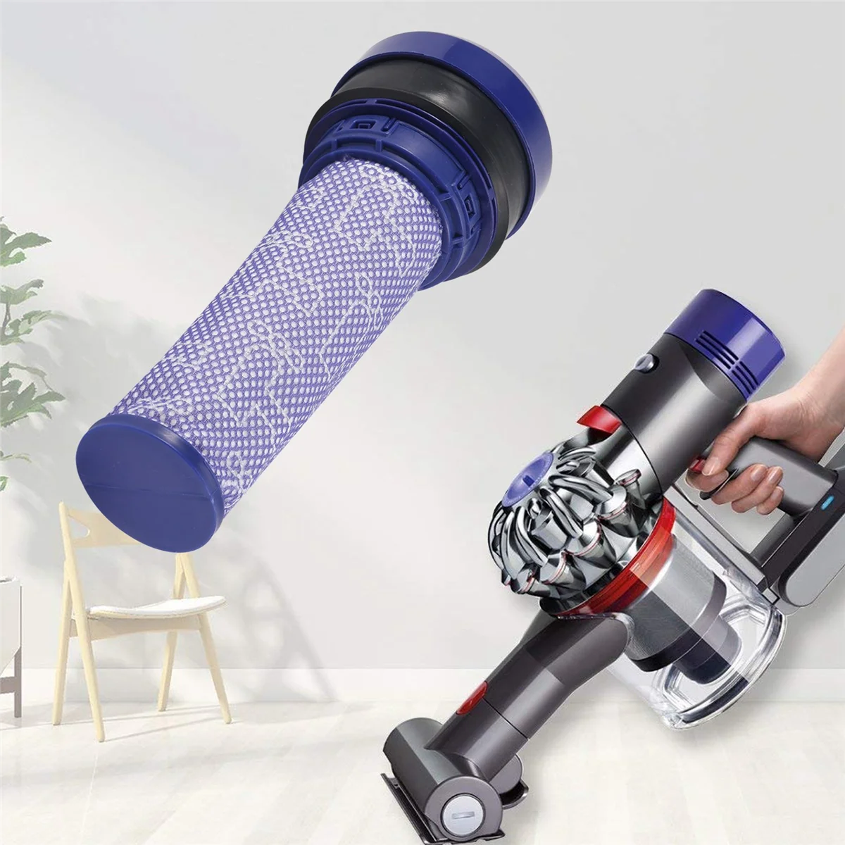 ตัวกรองสำรองสำหรับ Dyson DC33 DC37 DC28C DC53 92341301ตัวกรองก่อนมอเตอร์เครื่องดูดฝุ่นแบบพรี-ฟิลเตอร์2แพ็ค