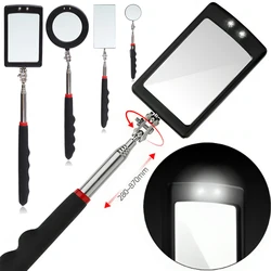 Black Undercar Inspection Universal Telescopic Folding Visitation Mirror  LED Light Magnification Inspection Mirrors Cars Tools