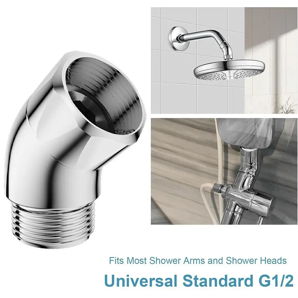 New Copper Shower Head Elbow Adapter 135 Degrees Silver Arm Elbow Extender Adjust Bend Angle