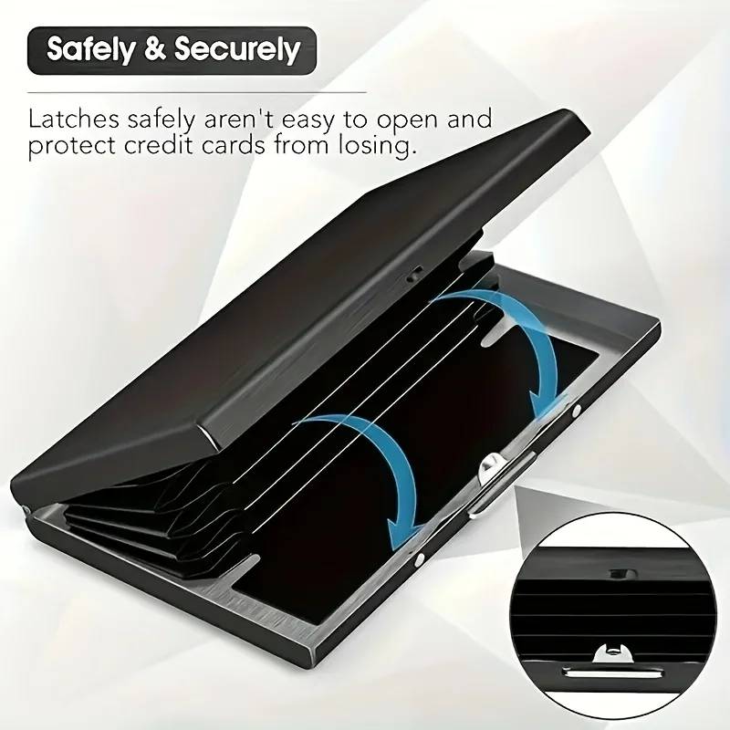 Stainless Steel RFID Blocking Wallet for Sleek Black Card Holder Secure Metallic Construction Perfect Gift for Dad card holder