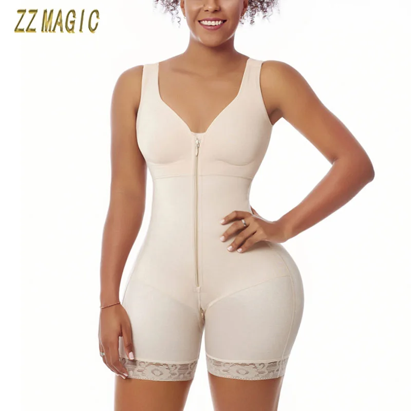 Bodysuit Shapewear Women Zipper Butt Lifter Fajas Full Body Shaper Tummy Control Corset Thigh Reductive Slimming Waist Underwear