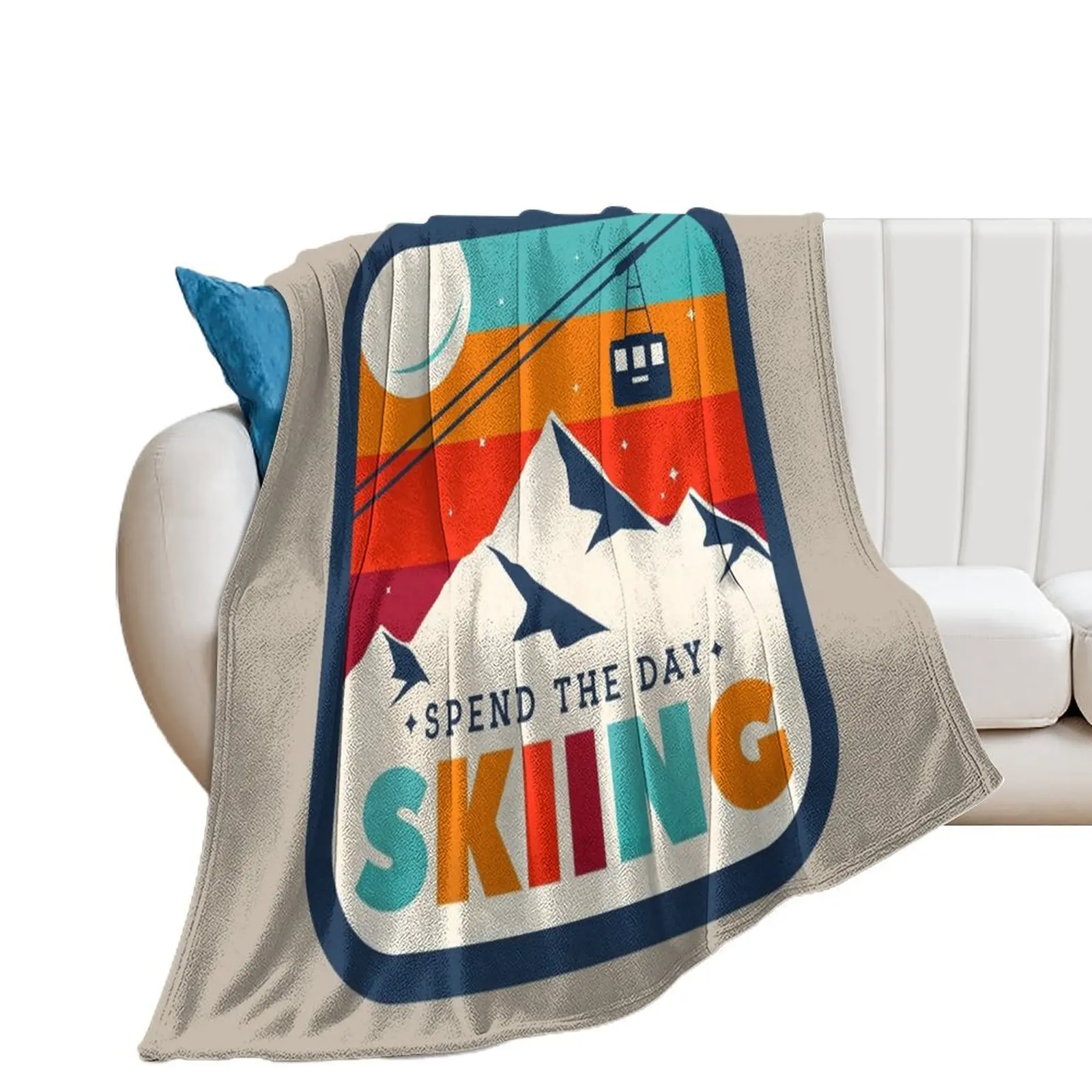 

Spend The Day Skiing- Retro Ski Badge Throw Blanket Tourist Blankets For Baby christmas gifts Blankets