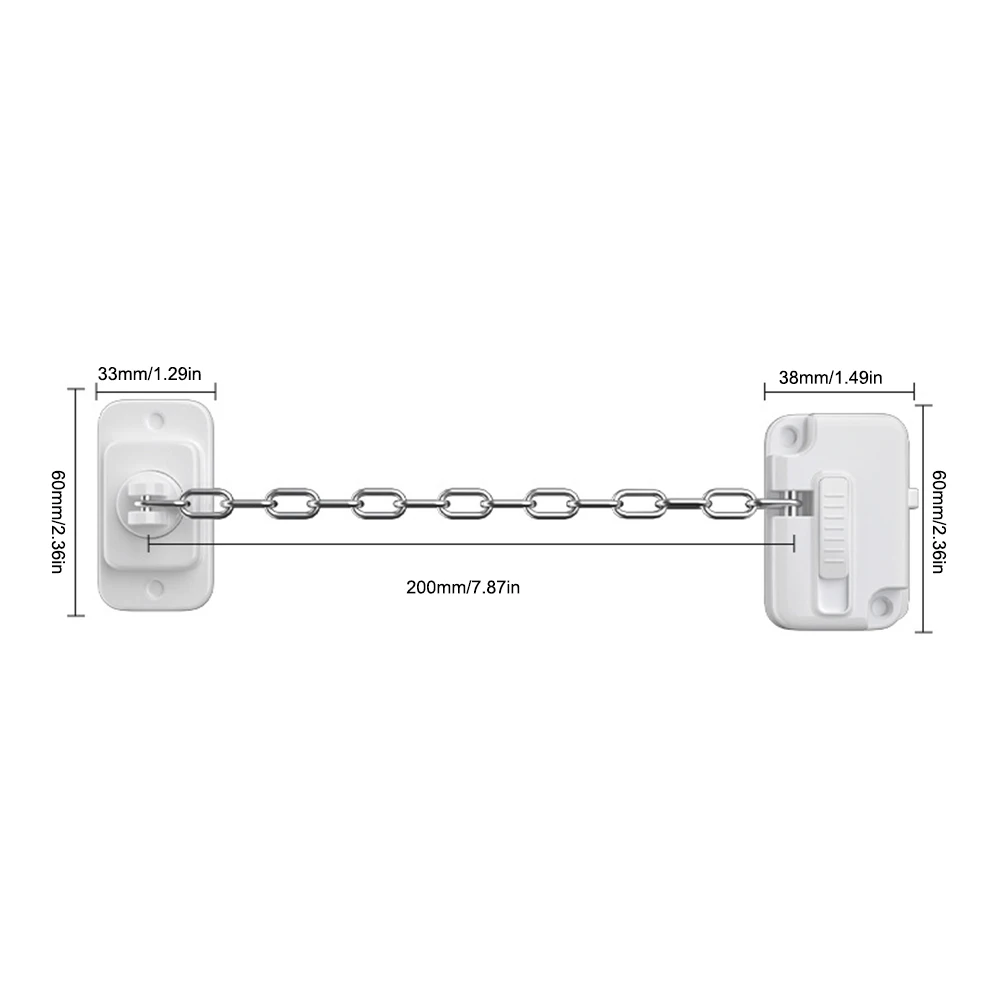 1-3Pcs Window Security Locks Self Adhesive Window Frame Safety Chain Lock No Drilling Adjustable for UPVC Wooden Sliding Window