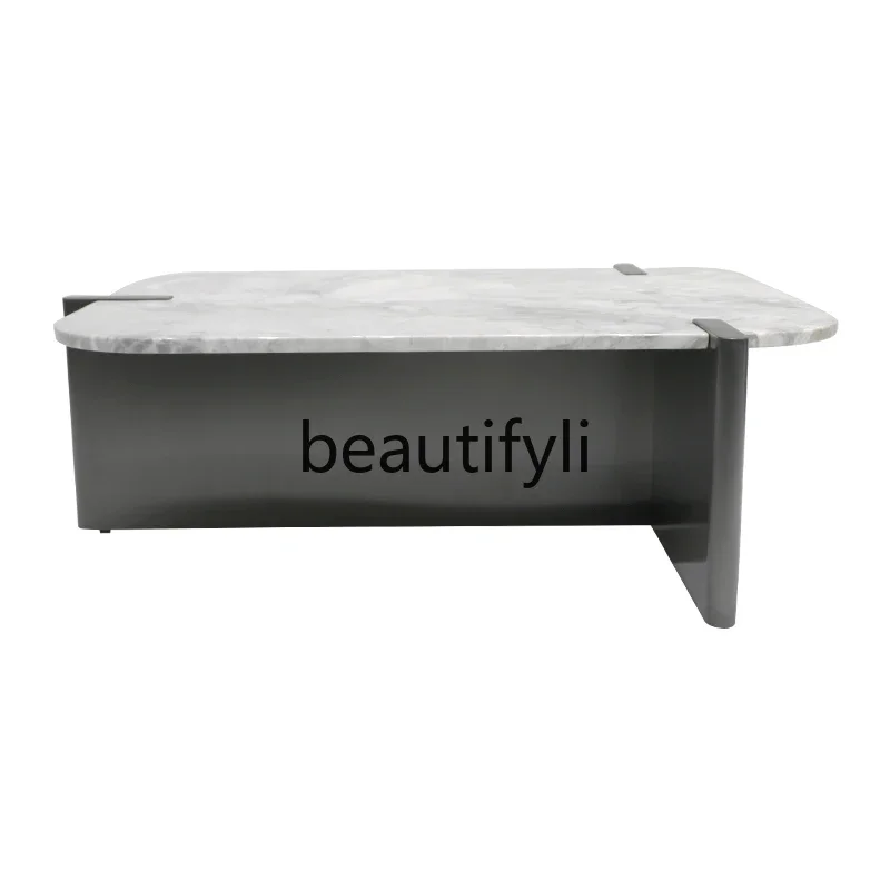 

Italian simple irregular marble edge table light luxury modern high-end versatile coffee table