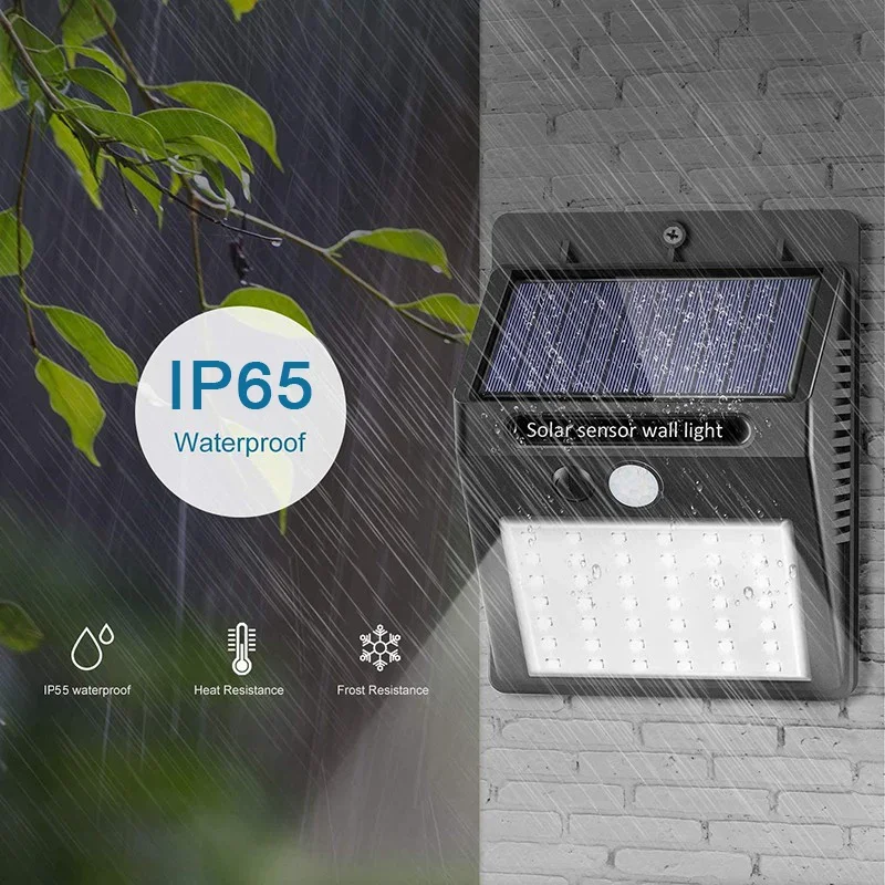 Lámpara Solar con Sensor de movimiento PIR para exteriores, luz de pared impermeable alimentada por energía Solar, decoración de jardín, 30 LED