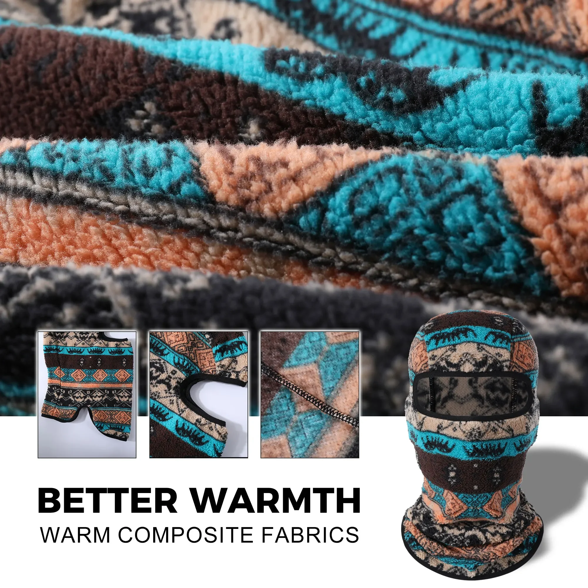 Winter Fleece Balaclava Cold Weather Ski Full Face Cover Thermal Windproof Mask Sports Hood Cap Hiking Cycling Bike Neck Warmer
