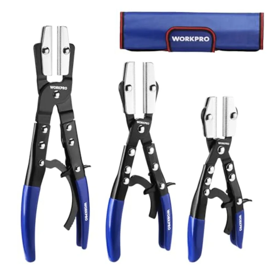 

3-Piece Ratcheting Hose Pinch Off Pliers Set 8" 10" 12" Locking Hose Pinch Pliers Set with Storage Bag - for Radiator Coolant A