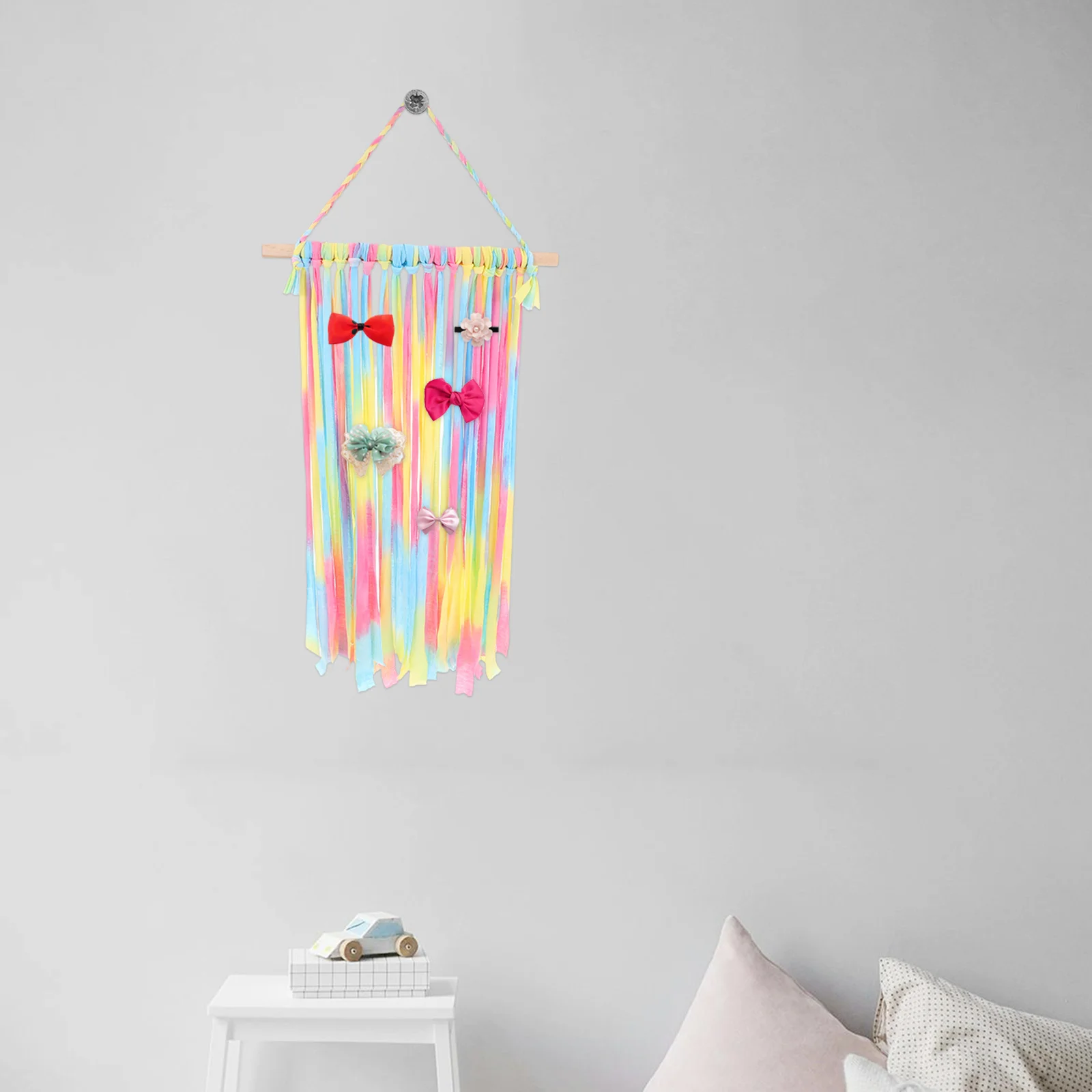 

Boutique Colorful Hair Clips Holder Fringe Hairpins Storage Belt Barrette Organizer for Girls Children Hair Bows Hanger