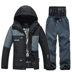 男性と女性のためのスノーボードスーツセット、スキー、ジャケット、パンツ、アウトドアスポーツ服、-30