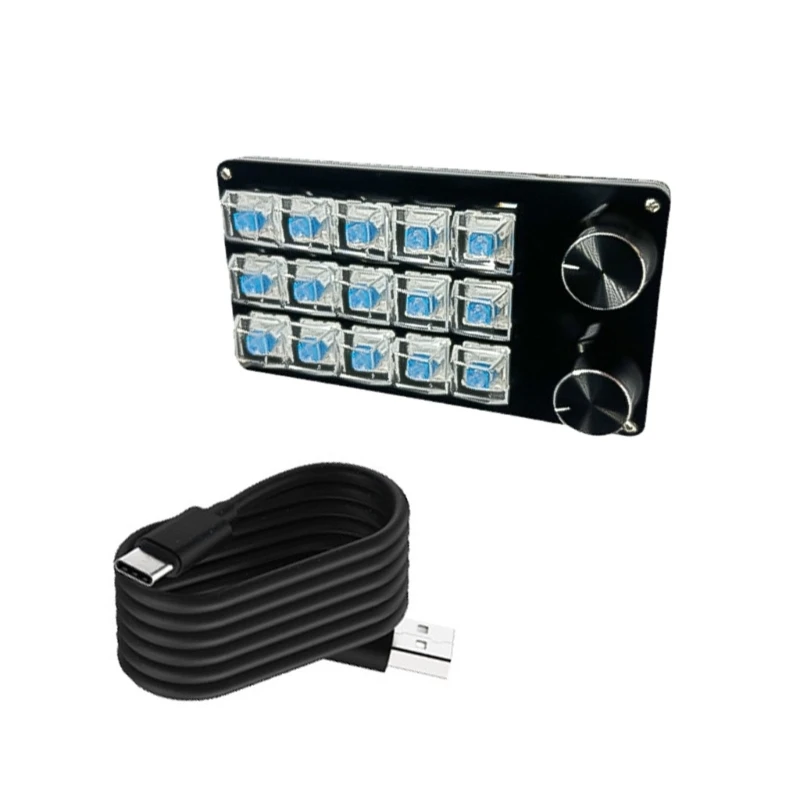 2개의 손잡이가 있는 프로그래밍 가능한 매크로 키보드, 기계식 게임 키패드, 핫 스왑 가능 스위치, 와이어 맞춤형 제어 패드