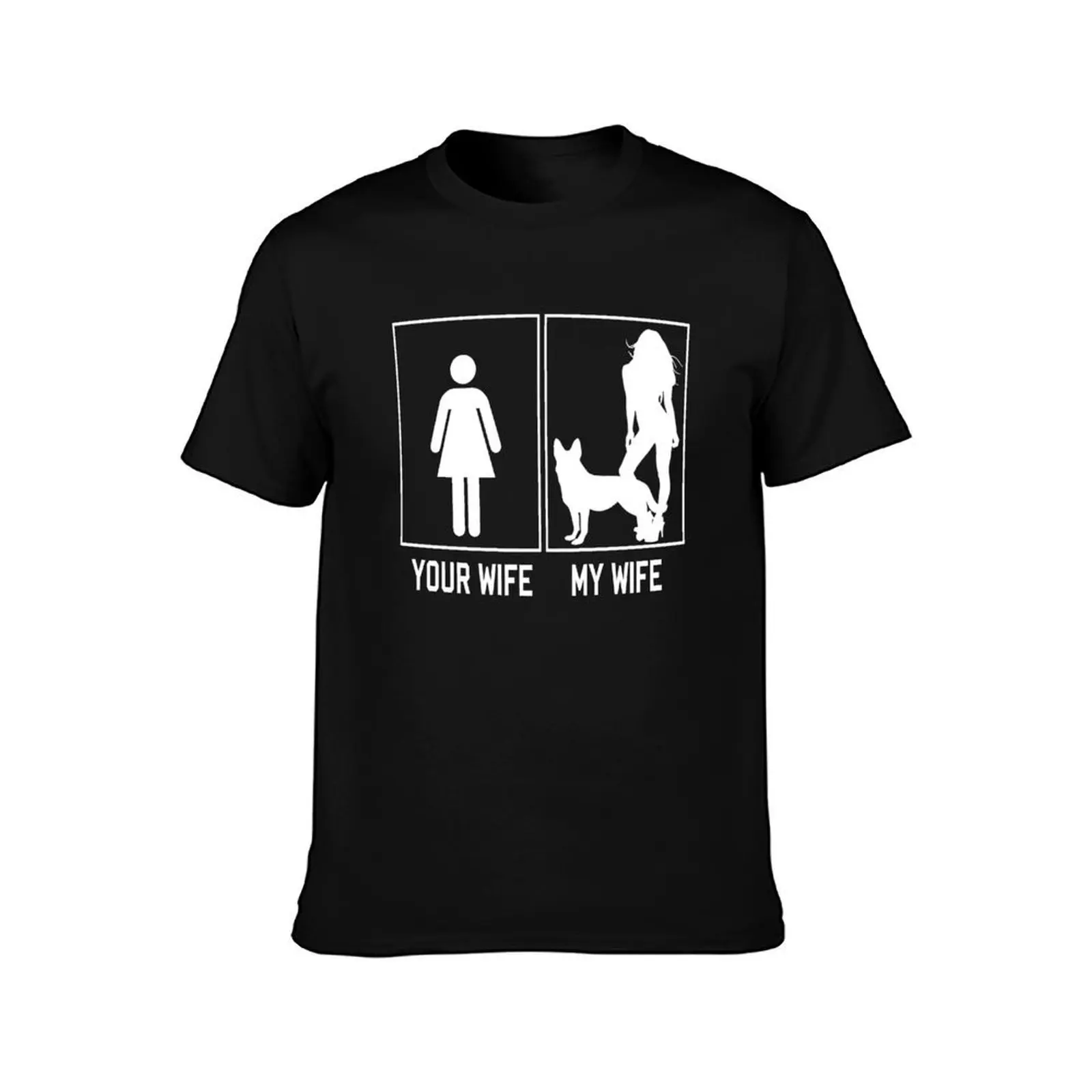 زوجتك زوجتي الراعي الألماني مضحك هدية للزوج تي شيرت قميص مخصص لكرة القدم تي شيرت عادي أسود تي شيرت الرجال #2