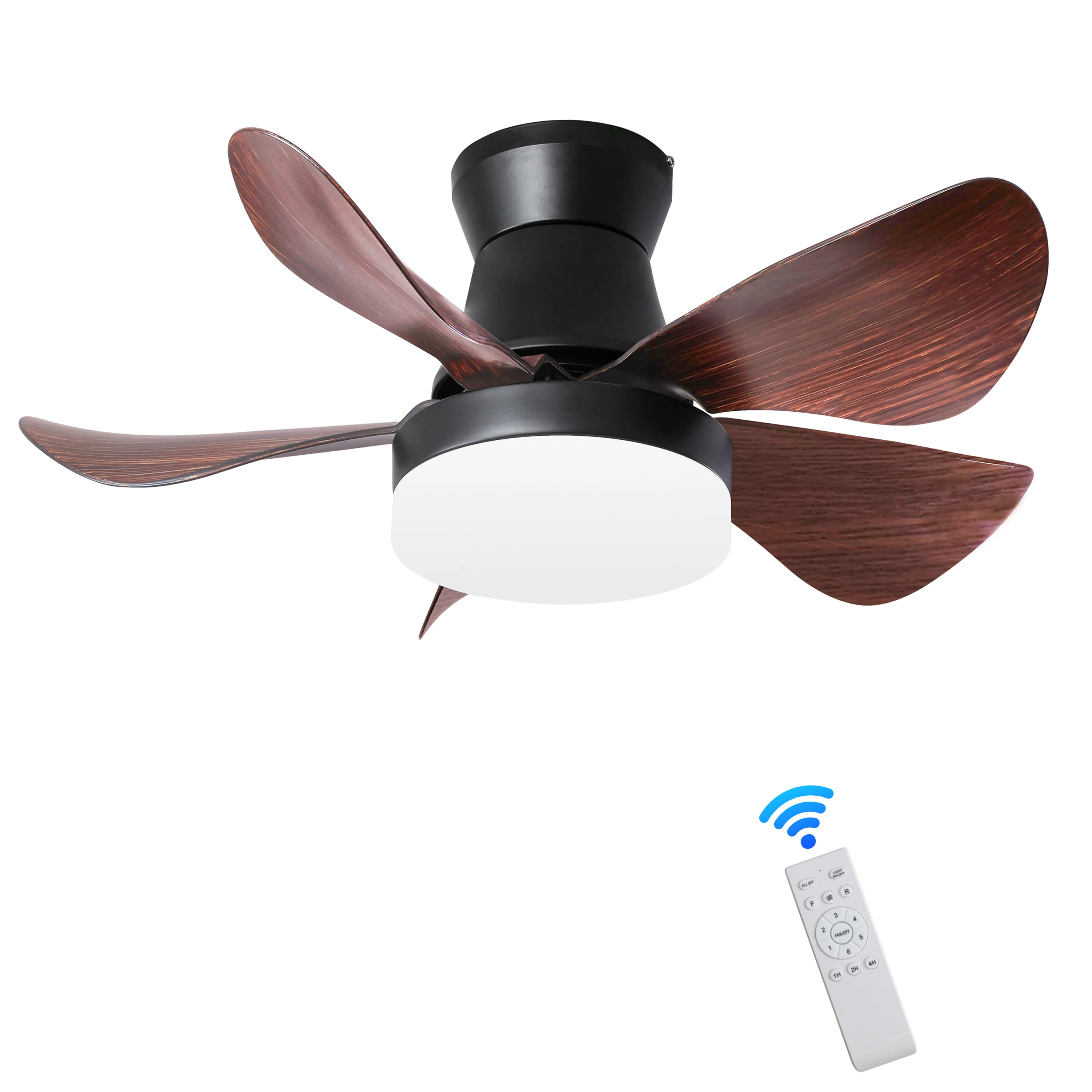 28 Inch Ceiling Fans with Lights and Remote,  Ceiling Fans with Light, 5 Blades Ceiling Fan Light with DC Motor