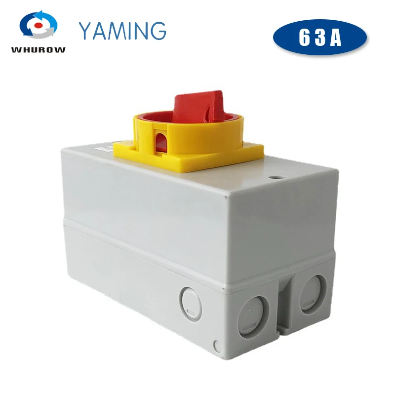 YMD11-63D ON-OFF Two Positions Isolator Disconnect Switch 63A 3P Padlock Cam Changeover With IP65 Waterproof Box Enclosure