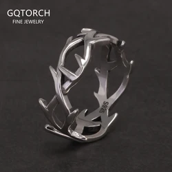 925 Sterling Silver Gothic Thorn Couple Rings for Women Men Punk Retro Cool Spiky Finger Ring Adjustable Hip-hop Y2k Jewelry