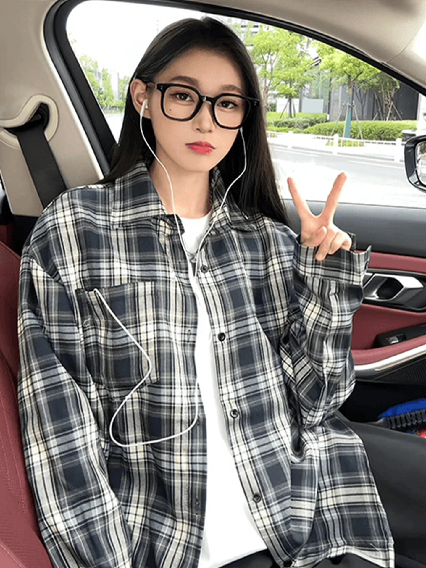 

Blue Plaid Long Sve Men's irt Casual Sun Protection Loose Fit Leisure Sle irt for Early Autumn Cleanfit Lazy Sle