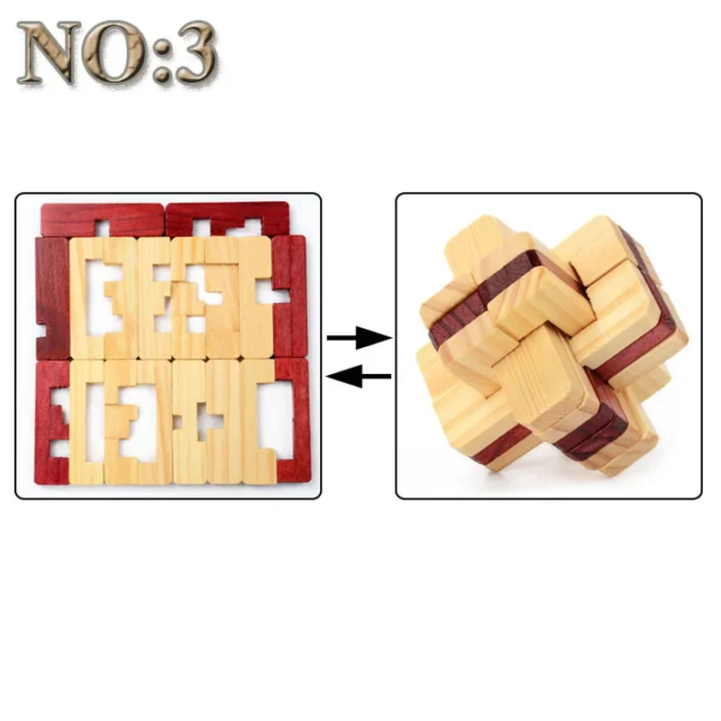 1 Pcs Funny Educational Toys Kongming Lock Chinese Traditional Toys Unique Wooden Puzzle Super Difficult Brain Teaser Model Kit