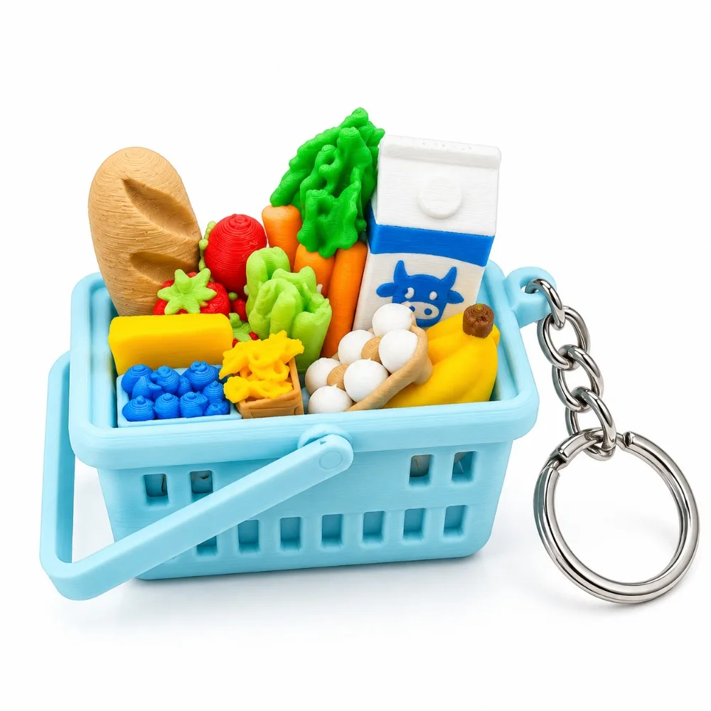 Solid Plastic Material Clicker Keychain Satisfying Clicking Sound Cute Basket Appearance Fidget Durable Key Ring