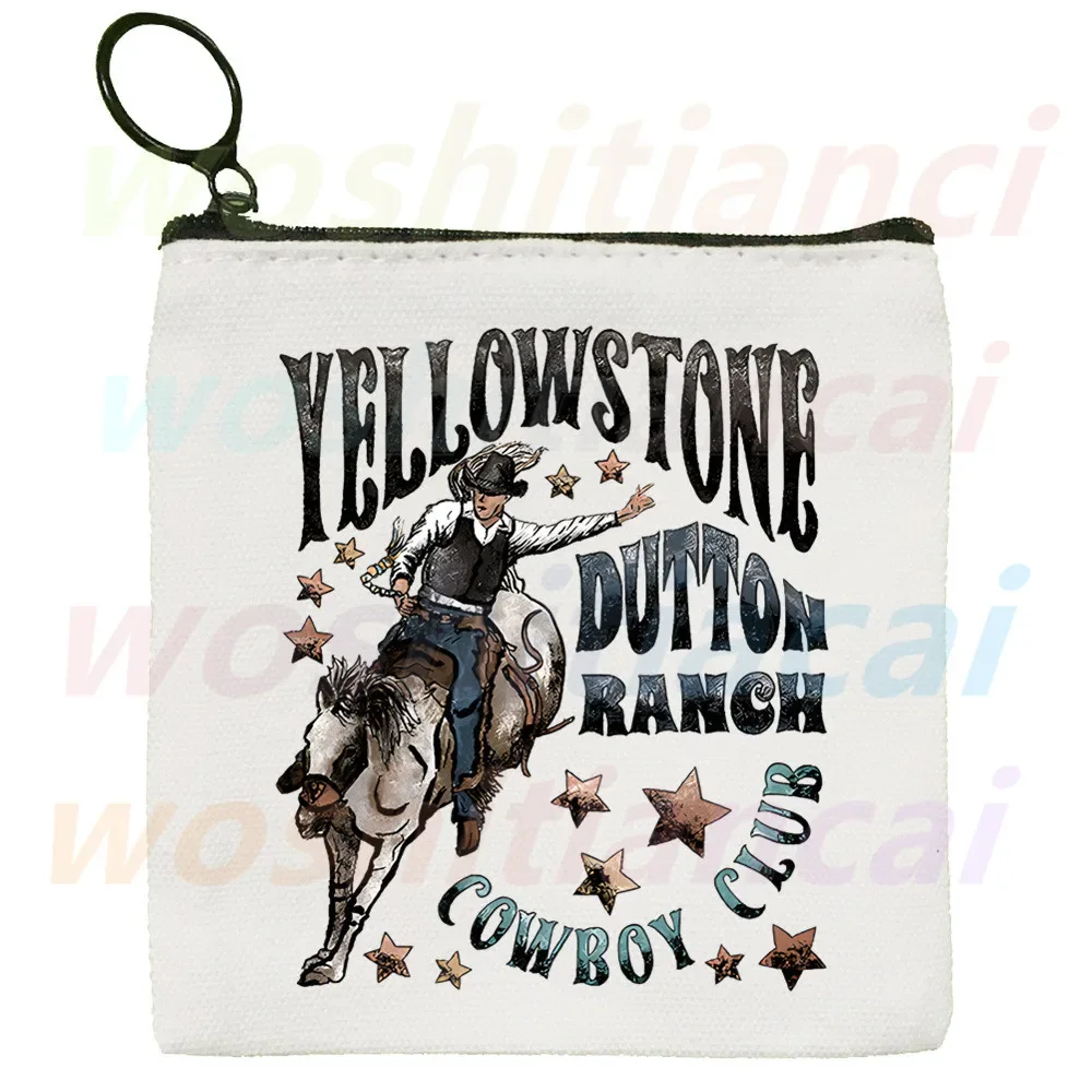 Yellowstone-Porte-monnaie en toile Send RIP, petit sac carré, sac à clés, sac de rangement pour cartes, sac à monnaie de dessin animé