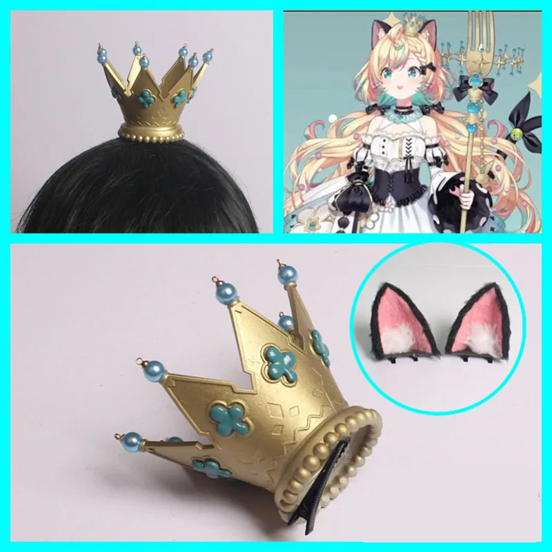 

Vtuber Millie Parfait Cosplay Crown Wig NIJISANJI VTuber Headwear Halloween Fancy Stage Performance Props Cosplay Performance