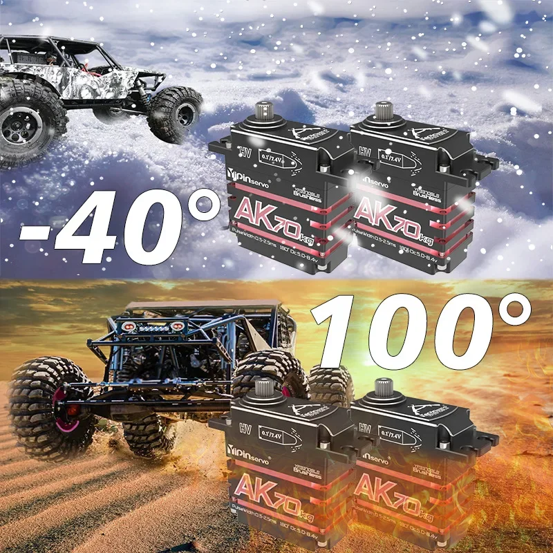 Servo digital de metal completo, 70kg, ak70, alto torque, 7.4v, motor sem escova, ip68, 180 graus, codificação magnética, servo para carro, aeronave, robô