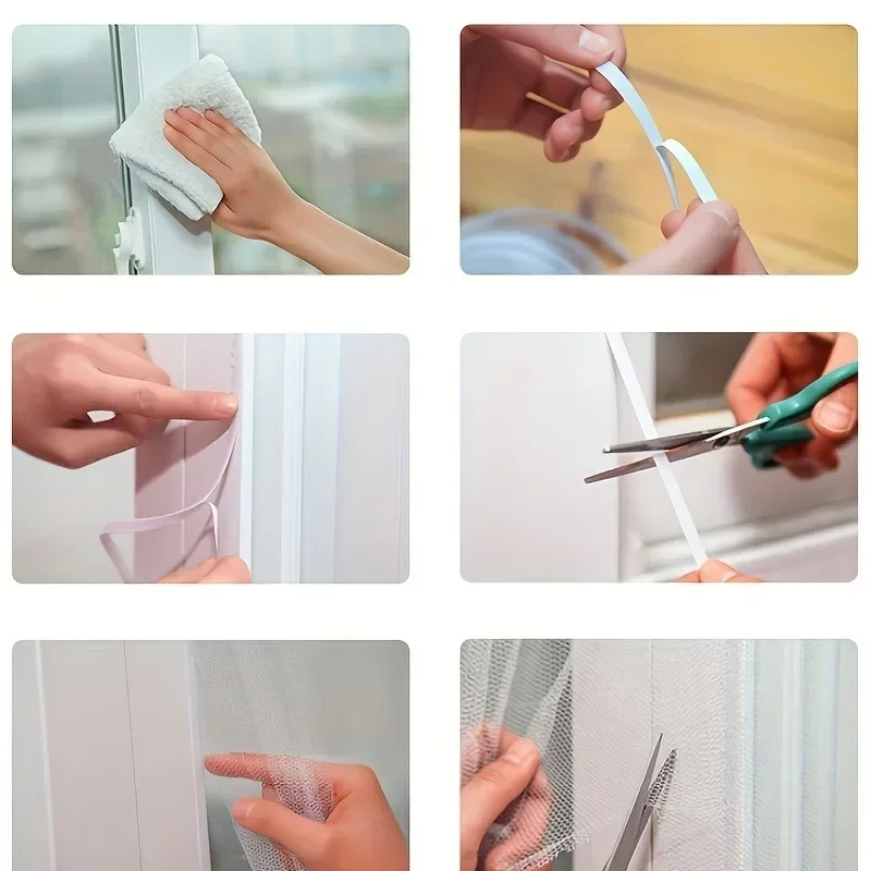 Self-Adhesive Window Screen Netting Mesh DIY Curtain Anti-mosquito Cuttable Window Screen Hook Sticky Tape Home Improvement