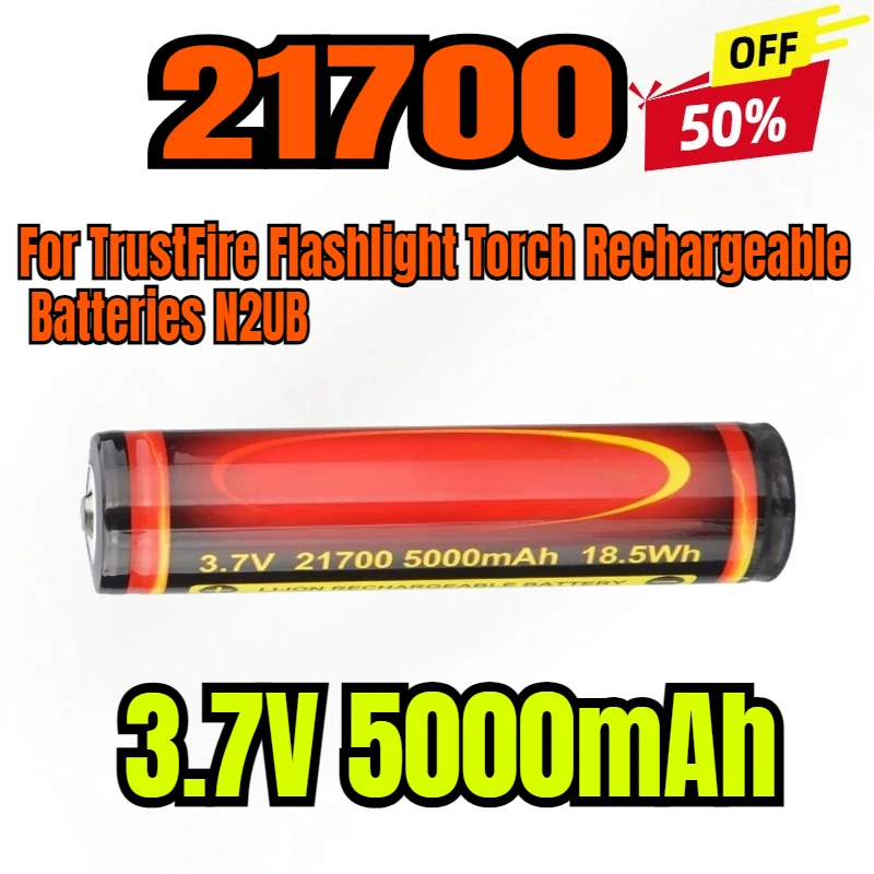 21700 Battery 3.7V 5000mAh Rechargeable Li-ion Battery Use for TrustFire Flashlight Torch Rechargeable Batteries N2UB