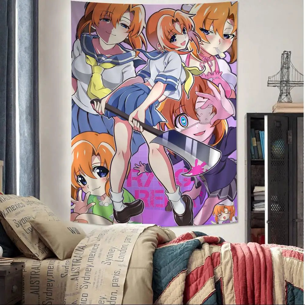 أنيمي خمر Higurashi عندما يبكون الرسم البياني نسيج لغرفة المعيشة ديكور المنزل ديكور فني للمنزل #5