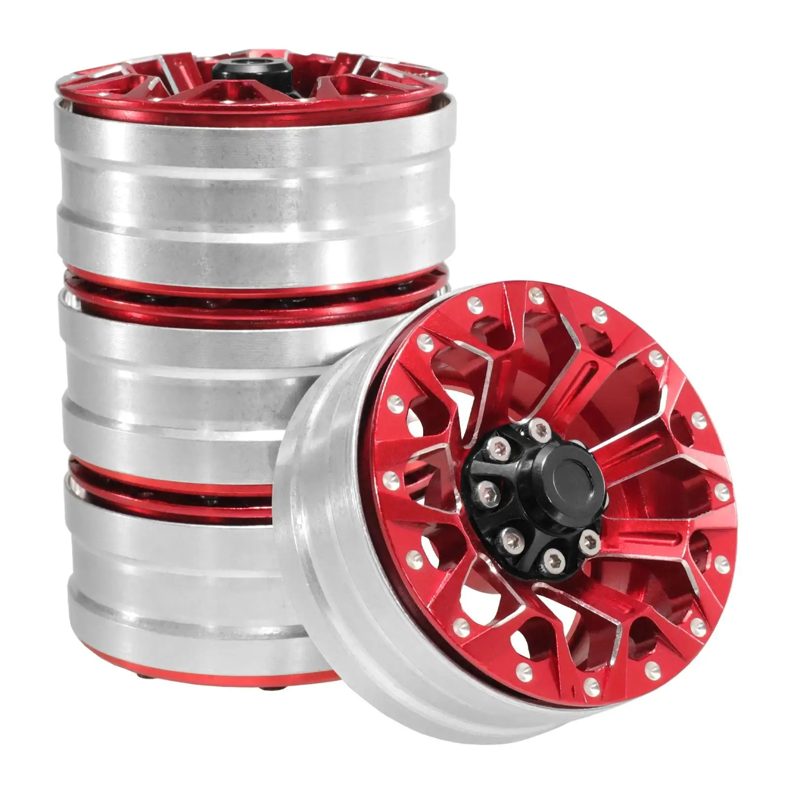 4 Pieces 1.9-Inch Aluminum Alloy RC Crawler Rim Lightweight 1/10 Scale Crawler Wheel Rim with Hex Adapter for Rock Crawling