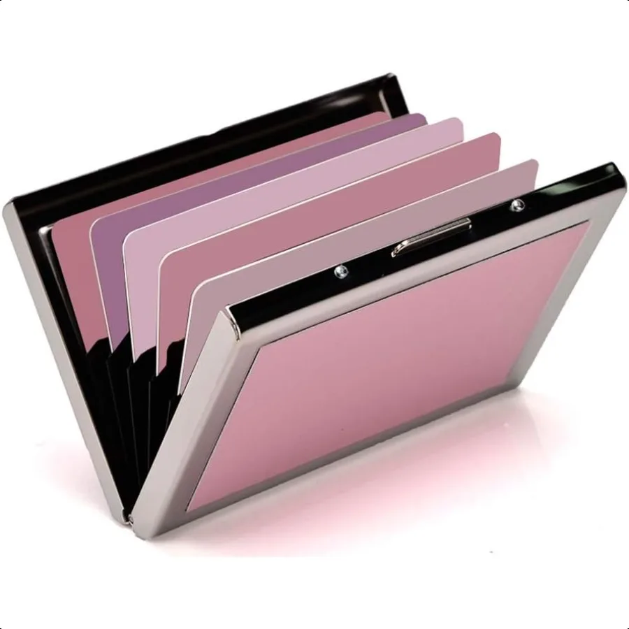 

RFID Credit Card Holder Metal Credit Card Case Wallet Business Card Holder for Women Men pink