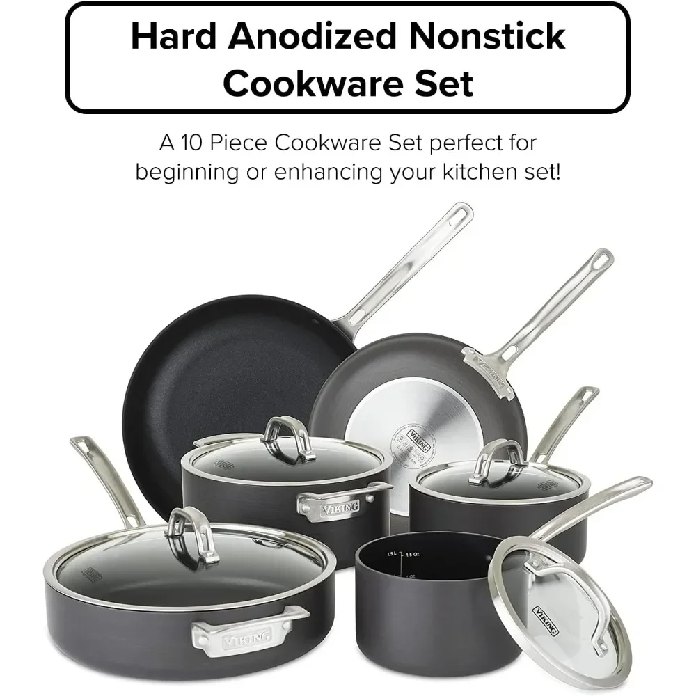 Culinary Hard Anodized Nonstick Cookware Set, 10 Piece, Dishwasher, Oven Safe, Works on All Cooktops including Induction