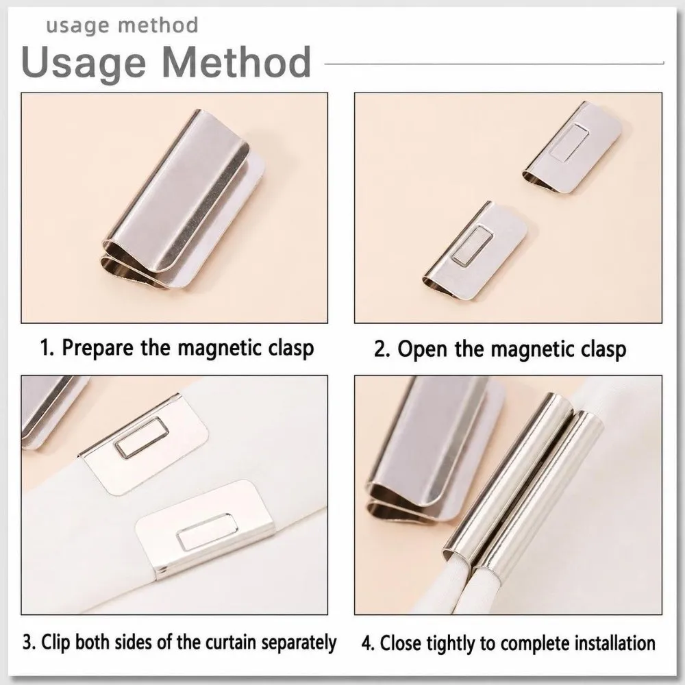 1 Pairs New Metal Curtain Closure Clip Magnetic Attraction Detachable Curtain Clips S/L Curtain Fixing Buckle Home Office