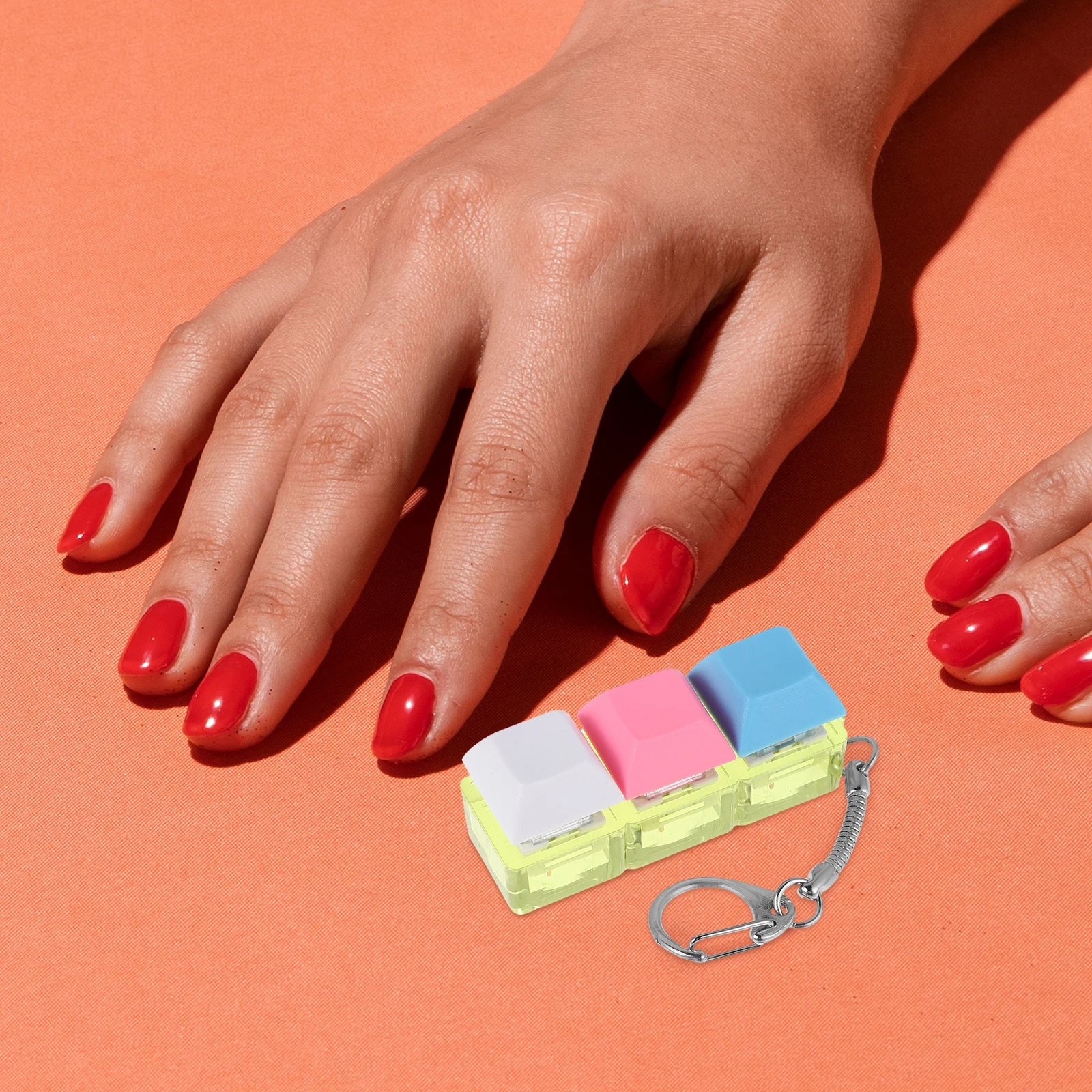 Keyboard Keychain Transparent Cap Clicker Fidget Crisp Sound Stress Relief For Office Home Travel Party Favors Bag Hanging