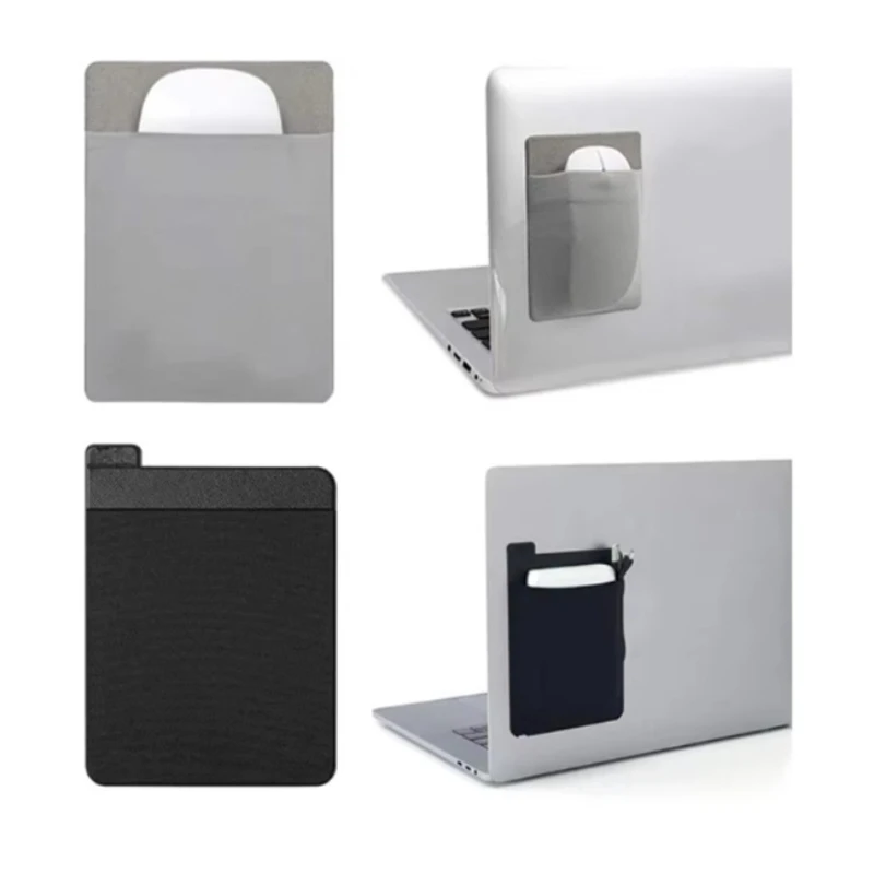 Saco auto-adesivo para mouse portátil, 1pc, tecido lycra expansível, acessórios para laptop, sem cola, estojo de transporte do disco rígido