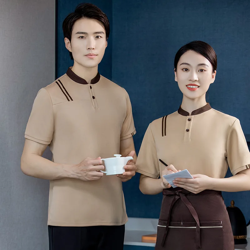 

Waiter Workwear T-shirt Short Sleeve Summer Breathable Catering Restaurant Hot Pot Staff Clothing Milk Tea Hamburger Work Clothe