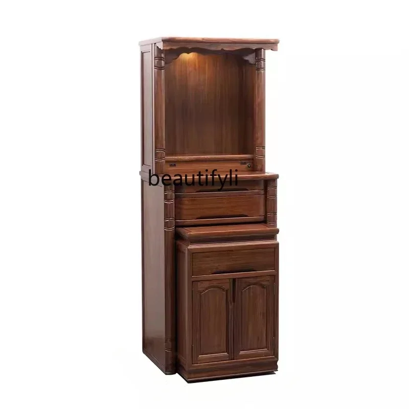 

LBuddha Niche New Chinese Style Clothes Closet Solid Wood Buddha Shrine Household Modern Light Luxury Small Worship Table