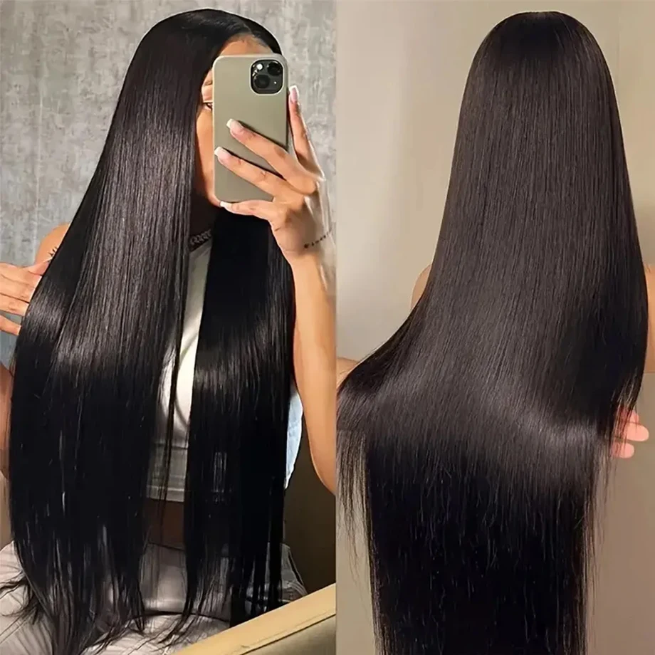 180 Density 13x4 13x6 HD Transparent Straight 30 36 Inches Lace Front Human Hair Wigs Brazilian Frontal Wigs For Women