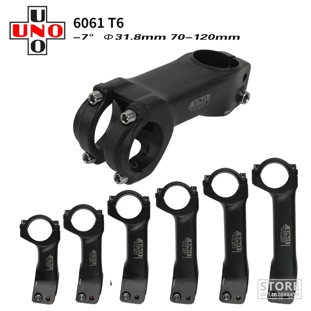 New UNO MTB Road Bike Stem -7 Degree Ultralight Aluminum Alloy Handlebar  28.6*31.8mm 70-120mm  Cycling  Accessories