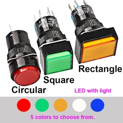 1Pcs Green 16mm LA16 LED Light Push Button Switch Self-locking/Latching Self-reset/Momentary 3Pin 5Pin 6Pin 8Pin