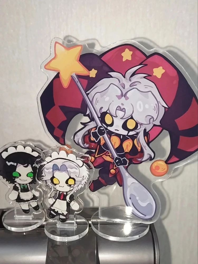 Game The Freak Circus Pierrot Strawberry Chocolate Milkshake Acrylic Stand Anime Figure Desktop Ornament Cosplay Props image 5