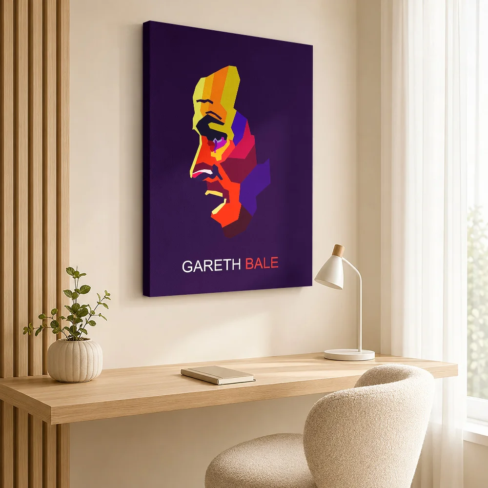 Gareth Bale Portrait Canvas Print Customized Photo Geometric Color Blocking Wall Art For Sports Bar, Football Supporter Gift