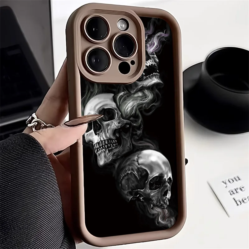 Силиконовый чехол с рисунком черепа для iPhone 15, 16, чехол 14, 11, 12, 13 Pro Max, XR, X, XS, 7, 8 Plus, SE 2020, силиконовый мягкий чехол