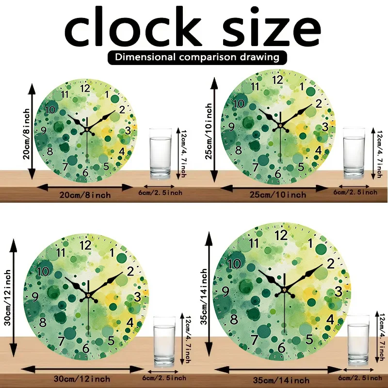 2D Flat. 1pc. Watercolor Splatter Theme Style Wall Clock - Silent Decorative Clock, Creative Wall Clock, Suitable for Bedroom, Living Room, Office Decoration, 20.32/25.4/30.48/35.56 cm (AA Battery Not Included)