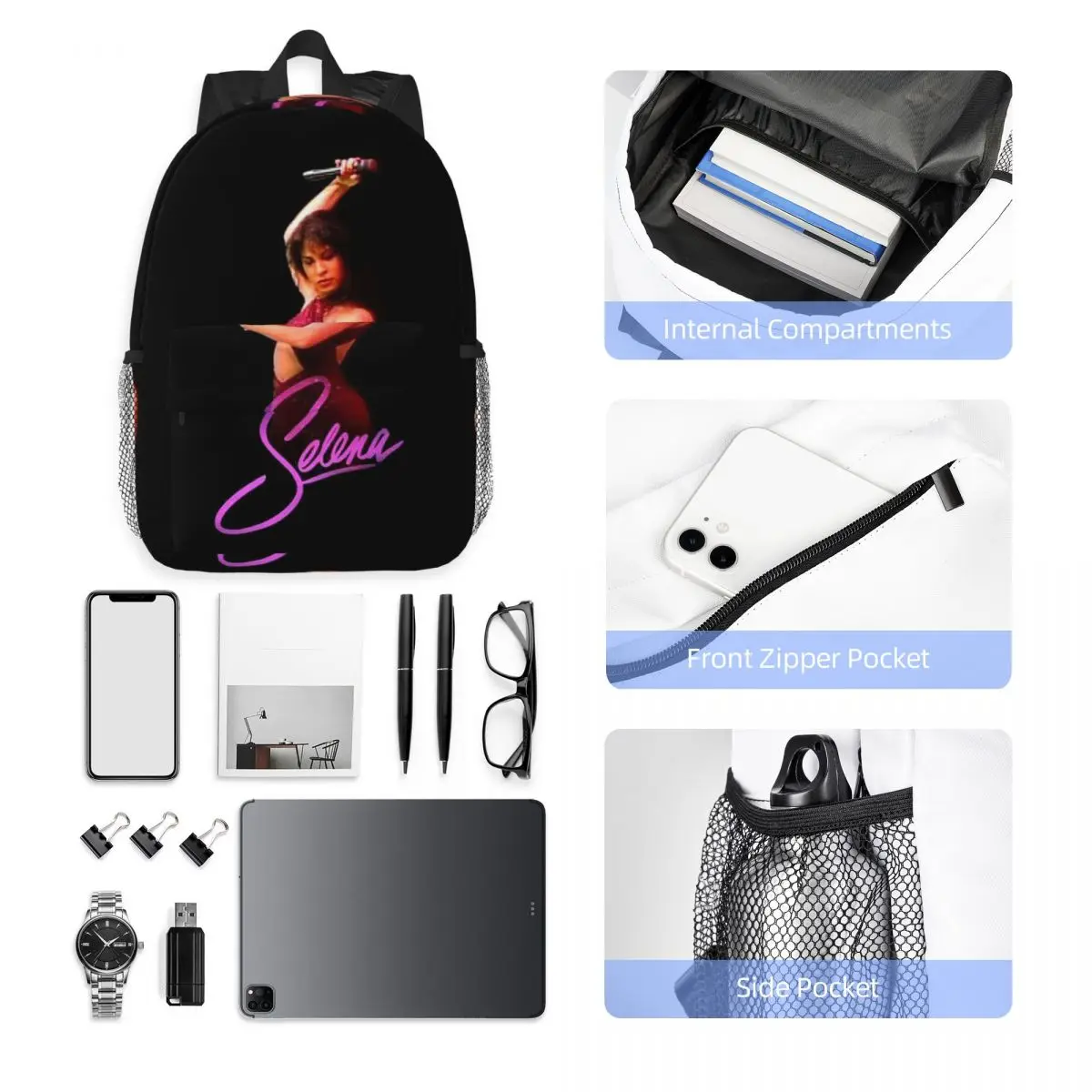 Popular Selena Quintanilla Singer Backpack Student Boys Girls BookBag Men Women School Bag Computer Shoulder Bags
