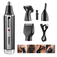 Kemei 4 in 1 Electric Trimmer Set Rechargeable Nose Hair Ear Eyebrow Trimmer for Men Beard Cleaner Grooming Tool