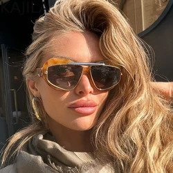 Lunettes de soleil œil de chat punk pour femmes, marque de luxe, Steampunk, double monture, lunettes de soleil pour dames, bouclier de sport Y2k, nuances de lunettes, 2024